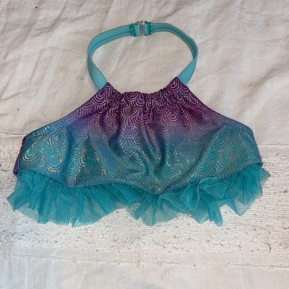 EUC Cat & Jack mermaid ruffle (tulle-like) bikini purple/silver/green, 5T 🧜♀️ - Picture 7 of 10